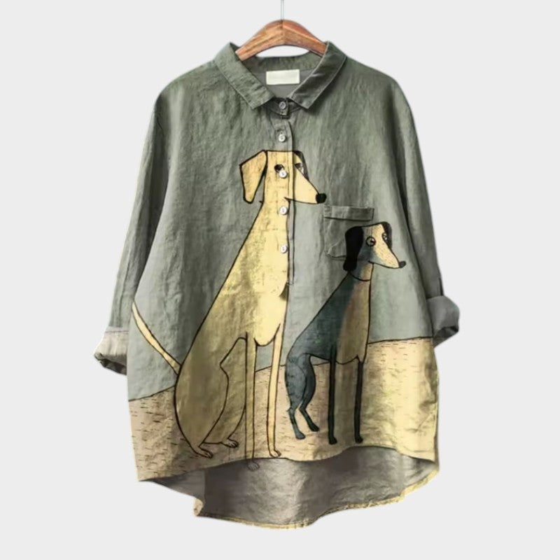 PALMIRA | Camicia Oversize con Design Canino e Comfort Quotidiano per un Look Spensierato