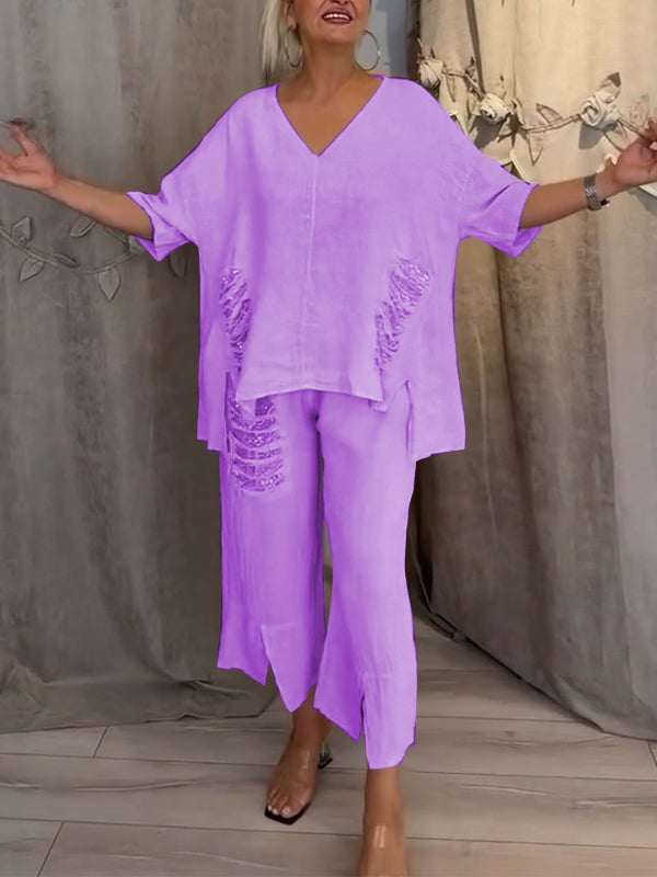 BIANCA | Completo Estivo a Due Pezzi con Eleganza Naturale e Comfort Fluttuante per Giornate Soleggiate