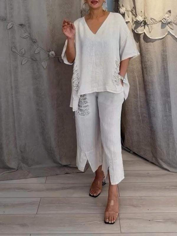 BIANCA | Completo Estivo a Due Pezzi con Eleganza Naturale e Comfort Fluttuante per Giornate Soleggiate