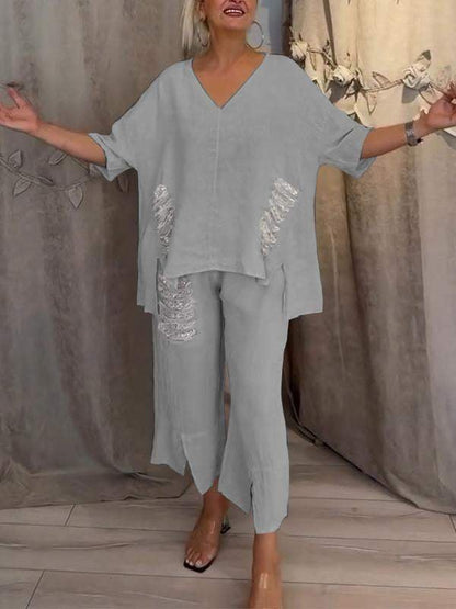 BIANCA | Completo Estivo a Due Pezzi con Eleganza Naturale e Comfort Fluttuante per Giornate Soleggiate